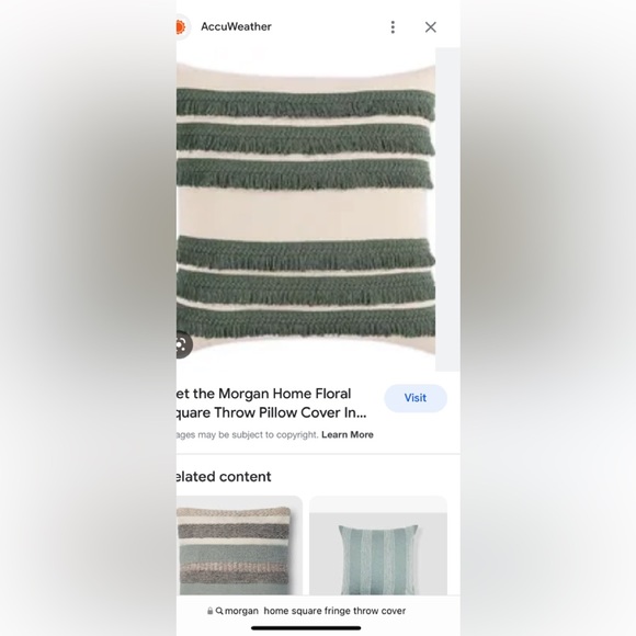 Morgan Home square fringe pillow cover in sage - Picture 3 of 10